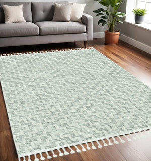 HomeRoots 12' Gray and Ivory Geometric Area Rug - Modern Elegant Design for Living Spaces and Comfort Underfoot 5" x 8" 375685
