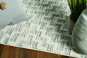 HomeRoots 12' Gray and Ivory Geometric Area Rug - Modern Elegant Design for Living Spaces and Comfort Underfoot 9" x 13" 375687