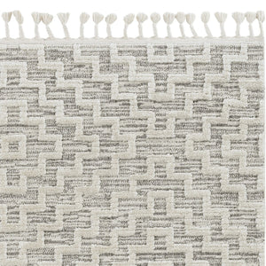 HomeRoots 12' Gray and Ivory Geometric Area Rug - Modern Elegant Design for Living Spaces and Comfort Underfoot 9" x 13" 375687
