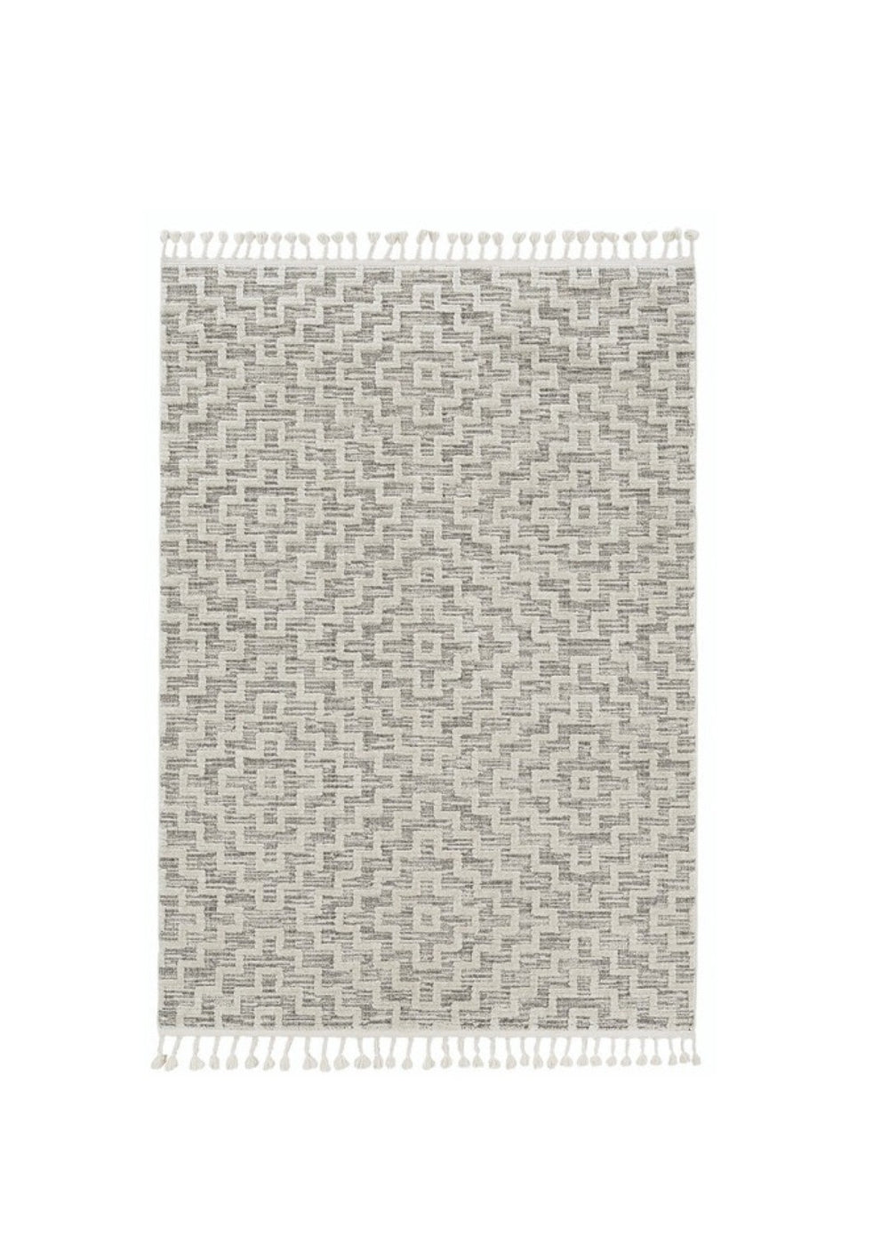 HomeRoots 12' Gray and Ivory Geometric Area Rug - Modern Elegant Design for Living Spaces and Comfort Underfoot 9" x 13" 375687