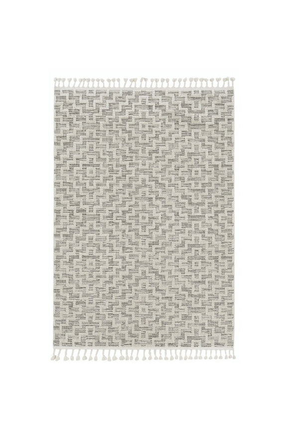 HomeRoots 12' Gray and Ivory Geometric Area Rug - Modern Elegant Design for Living Spaces and Comfort Underfoot 9" x 13" 375687