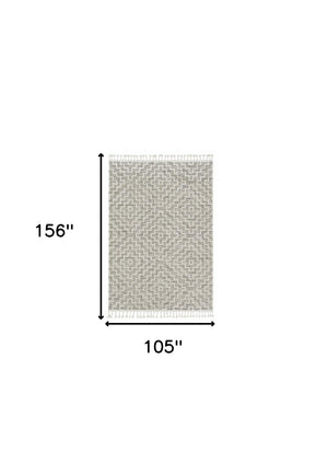 HomeRoots 12' Gray and Ivory Geometric Area Rug - Modern Elegant Design for Living Spaces and Comfort Underfoot 9" x 13" 375687
