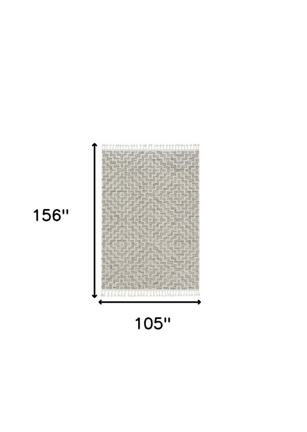 HomeRoots 12' Gray and Ivory Geometric Area Rug - Modern Elegant Design for Living Spaces and Comfort Underfoot 9" x 13" 375687