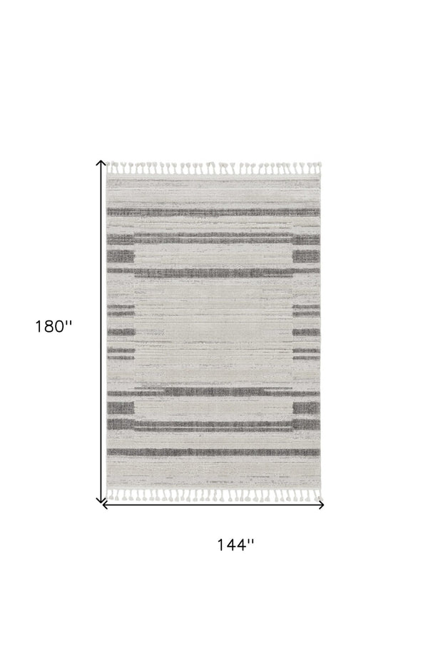 HomeRoots 12' Gray and Ivory Abstract Area Rug - Contemporary Design for Modern Living Spaces and Décor 12' X 15' Rectangle 375688
