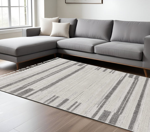 HomeRoots 12' Gray and Ivory Abstract Area Rug - Contemporary Design for Modern Living Spaces and Décor 12' X 15' Rectangle 375688