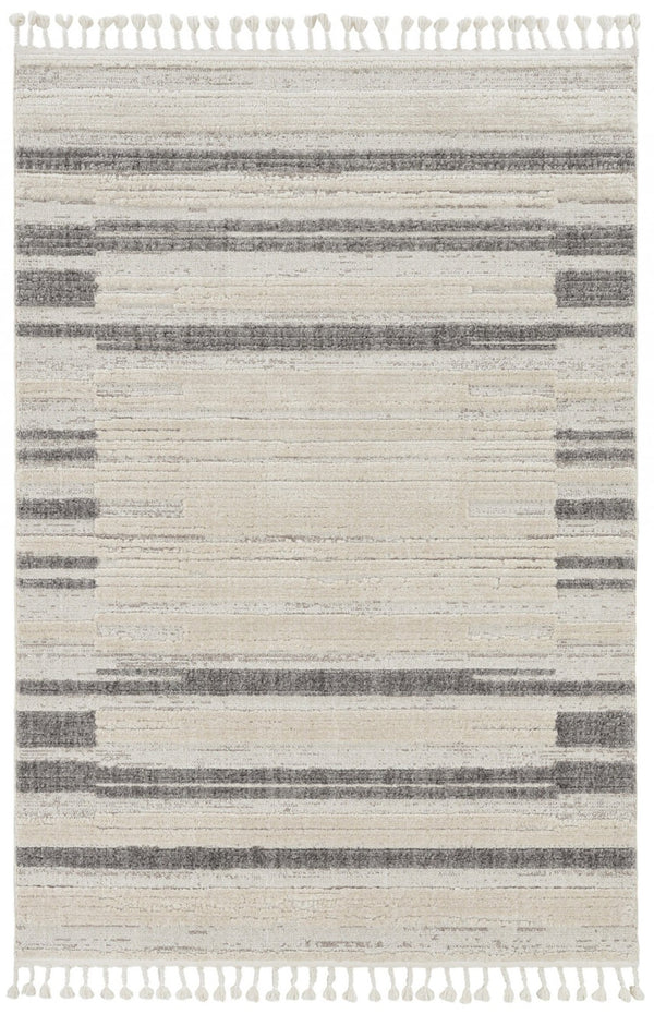 HomeRoots 12' Gray and Ivory Abstract Area Rug - Contemporary Design for Modern Living Spaces and Décor 8' Runner Rectangle 375689