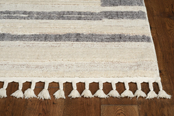 HomeRoots 12' Gray and Ivory Abstract Area Rug - Contemporary Design for Modern Living Spaces and Décor 8' Runner Rectangle 375689