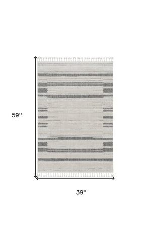 HomeRoots 12' Gray and Ivory Abstract Area Rug - Contemporary Design for Modern Living Spaces and Décor 3' X 5' Rectangle 375690