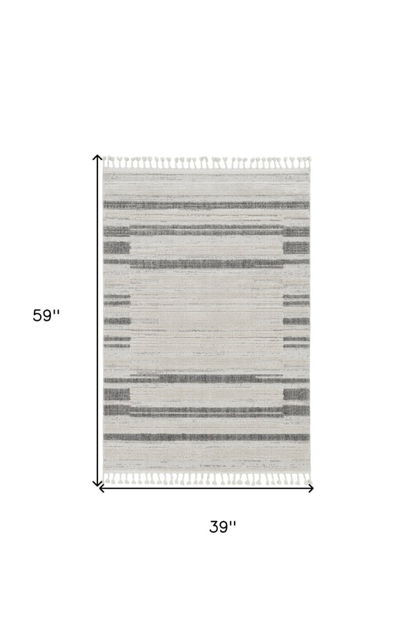 HomeRoots 12' Gray and Ivory Abstract Area Rug - Contemporary Design for Modern Living Spaces and Décor 3' X 5' Rectangle 375690