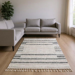 HomeRoots 12' Gray and Ivory Abstract Area Rug - Contemporary Design for Modern Living Spaces and Décor 8" x 11" 375692