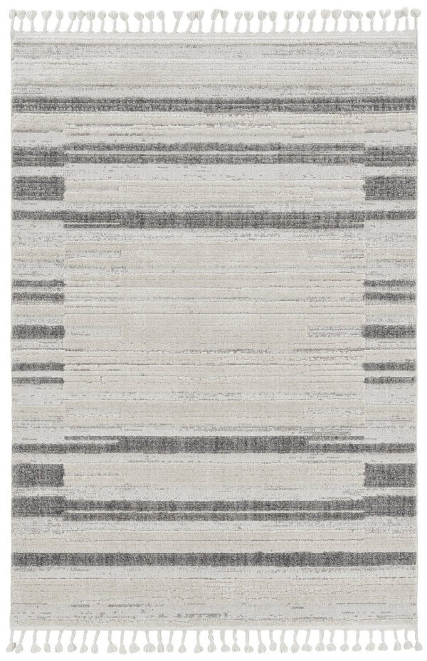 HomeRoots 12' Gray and Ivory Abstract Area Rug - Contemporary Design for Modern Living Spaces and Décor 9" x 13" 375693