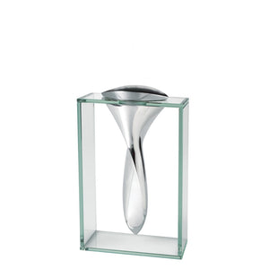 HomeRoots 14" Clear Cylinder Vase - Elegant Crystal Glass & Aluminum Accent for Modern Home Décor & Gifts 375721