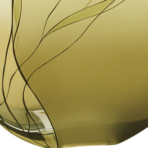 Homeroots 9" Green Round Crystal Glass Table Vase With Sculptural Details  Crystal Glass 375729