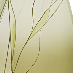 Homeroots 12 Mouth Blown European Made Green Glass Hand Decorated Vase  Crystal Glass 375730