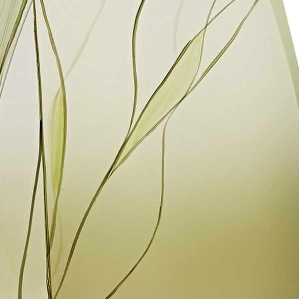 Homeroots 12 Mouth Blown European Made Green Glass Hand Decorated Vase  Crystal Glass 375730