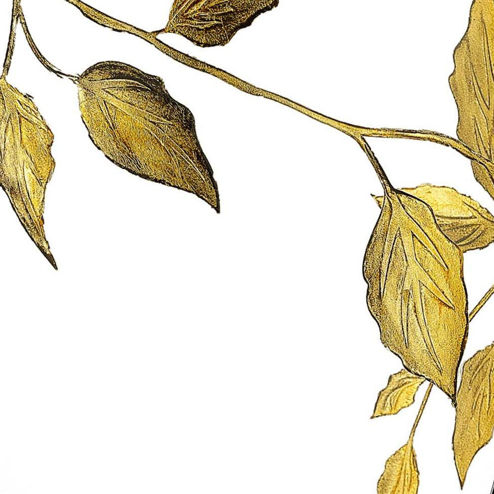 Homeroots 12 Mouth Blown Hand Decorated With Gold Leaves Vase  Crystal Glass 375732