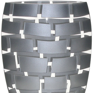 Homeroots 12 Mouth Blown Wall Design Silver Vase  Lead Free Crystal 375734