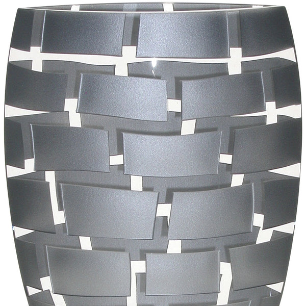 Homeroots 12 Mouth Blown Wall Design Silver Vase  Lead Free Crystal 375734