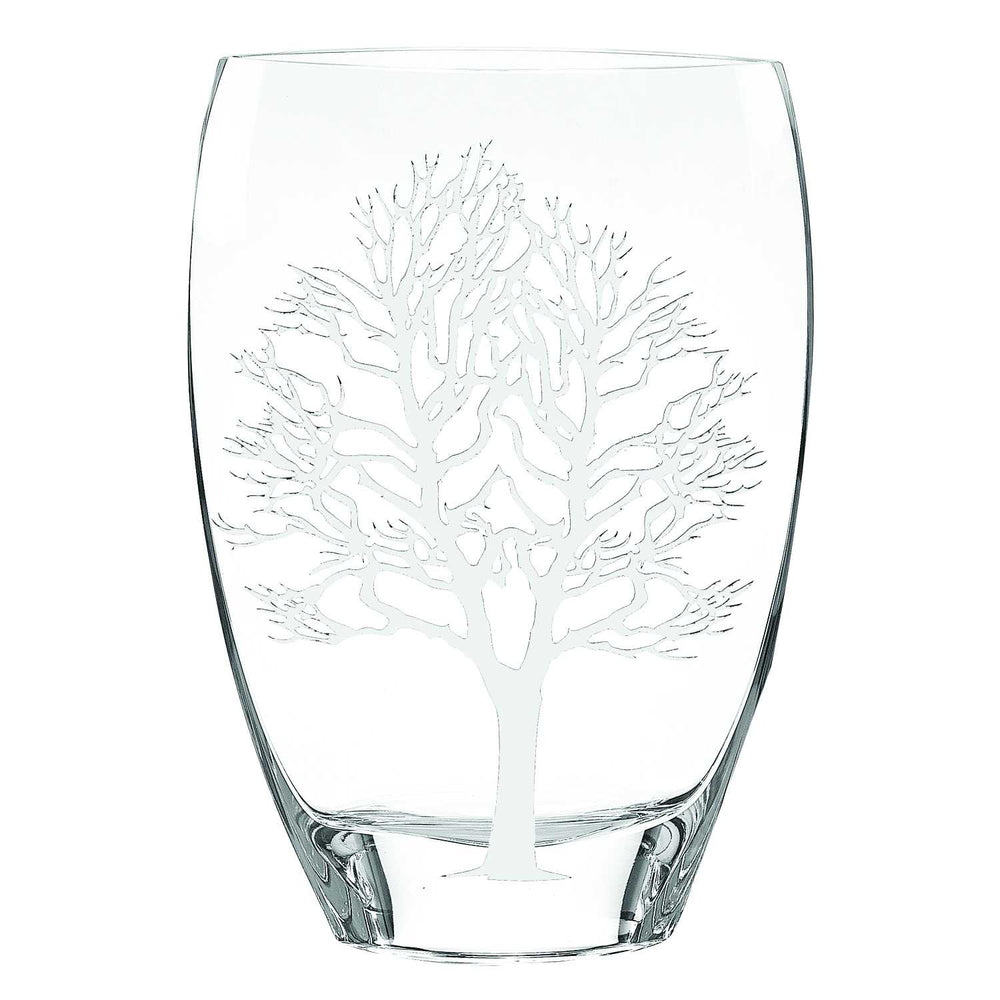 Homeroots 12 Mouth Blown Frosted Crystal European Made Tree Of Life Vase  Lead Free Crystal 375736