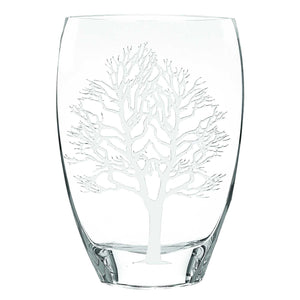 Homeroots 12 Mouth Blown Frosted Crystal European Made Tree Of Life Vase  Lead Free Crystal 375736