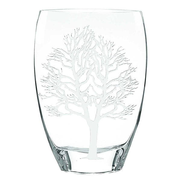 Homeroots 12 Mouth Blown Frosted Crystal European Made Tree Of Life Vase  Lead Free Crystal 375736