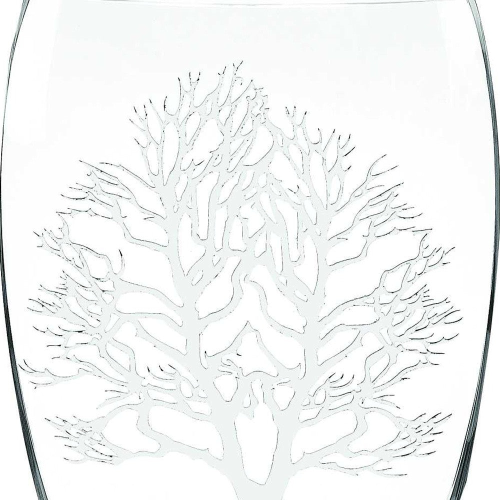 Homeroots 12 Mouth Blown Frosted Crystal European Made Tree Of Life Vase  Lead Free Crystal 375736