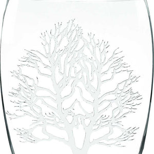 Homeroots 12 Mouth Blown Frosted Crystal European Made Tree Of Life Vase  Lead Free Crystal 375736