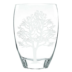 Homeroots 12 Mouth Blown Frosted Crystal European Made Tree Of Life Vase  Lead Free Crystal 375736