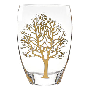 Homeroots 12 Mouth Blown Gold Tree Of Life Vase  Lead Free Crystal 375737