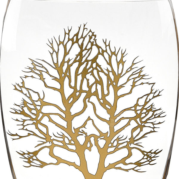 Homeroots 12 Mouth Blown Gold Tree Of Life Vase  Lead Free Crystal 375737