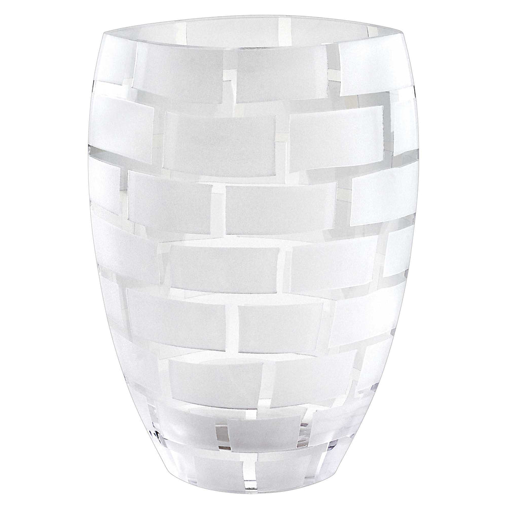 Homeroots 12" Mouth Blown Frosted Crystal European Made Wall Design Vase  Lead Free Crystal 375738