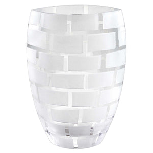 Homeroots 12" Mouth Blown Frosted Crystal European Made Wall Design Vase  Lead Free Crystal 375738