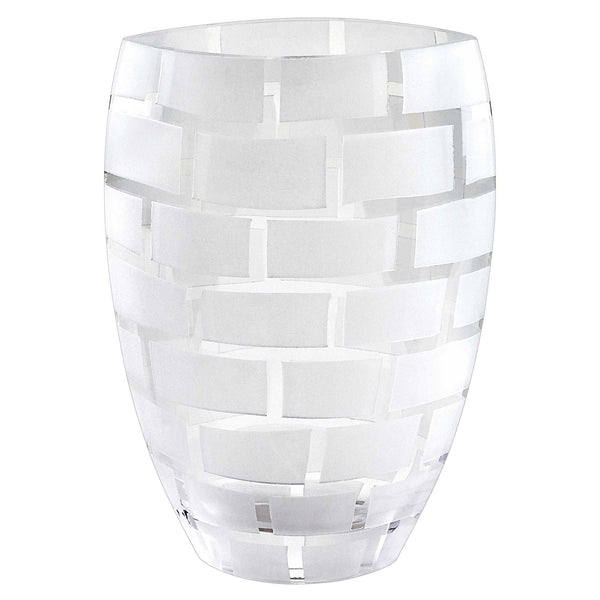 Homeroots 12" Mouth Blown Frosted Crystal European Made Wall Design Vase  Lead Free Crystal 375738