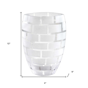 Homeroots 12" Mouth Blown Frosted Crystal European Made Wall Design Vase  Lead Free Crystal 375738