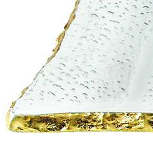 Homeroots 18 Elegant Mouth Blown Gold Leaf Serving Platter – Stunning Glass Tray For Entertaining & Gifts   375748