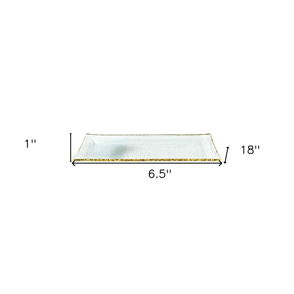 Homeroots 18 Elegant Mouth Blown Gold Leaf Serving Platter – Stunning Glass Tray For Entertaining & Gifts   375748