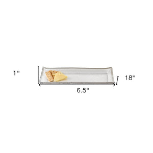 Homeroots 18 Enchanting Mouth Blown Rectangular Glass Serving Platter With Gold Accent - Ideal Gift!   375749