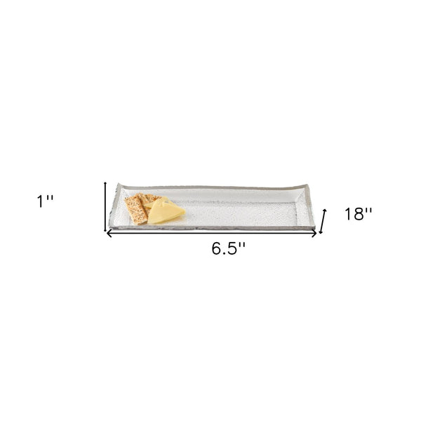 Homeroots 18 Enchanting Mouth Blown Rectangular Glass Serving Platter With Gold Accent - Ideal Gift!   375749