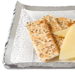 Homeroots 18 Enchanting Mouth Blown Rectangular Glass Serving Platter With Gold Accent - Ideal Gift!   375749