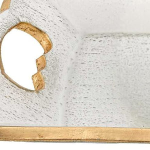 Homeroots 11" Clear And Gold Seeded Glass Serving Tray – Elegant Handcrafted Design With Scalloped Edge & Handles   375752
