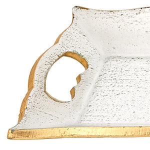 Homeroots 20" Gold Glass Indoor Outdoor Tray With Handles   375753