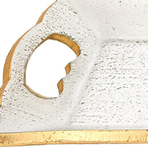 Homeroots 20" Gold Glass Indoor Outdoor Tray With Handles   375753