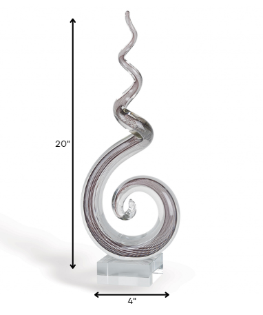 Homeroots 20" Clear And Brown Murano Glass Modern Abstract Tabletop Sculpture  Murano Glass 375760