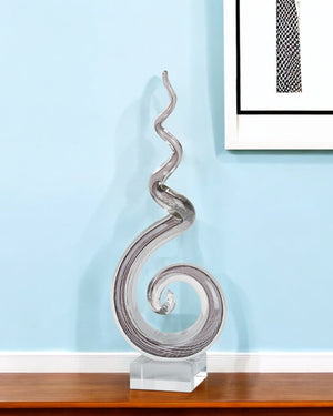 HomeRoots 20" Clear and Brown Murano Glass Abstract Sculpture – Artisan-Crafted Modern Elegance for Any Home 375760