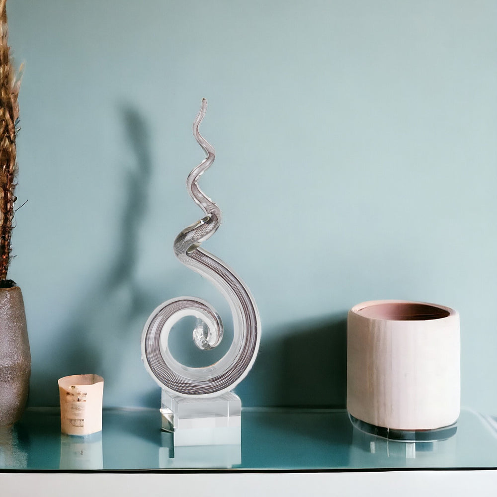 Homeroots 20" Clear And Brown Murano Glass Modern Abstract Tabletop Sculpture  Murano Glass 375760