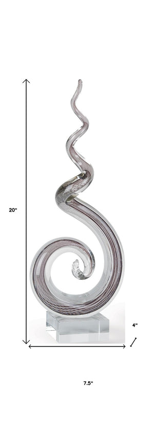 HomeRoots 20" Clear and Brown Murano Glass Abstract Sculpture – Artisan-Crafted Modern Elegance for Any Home 375760
