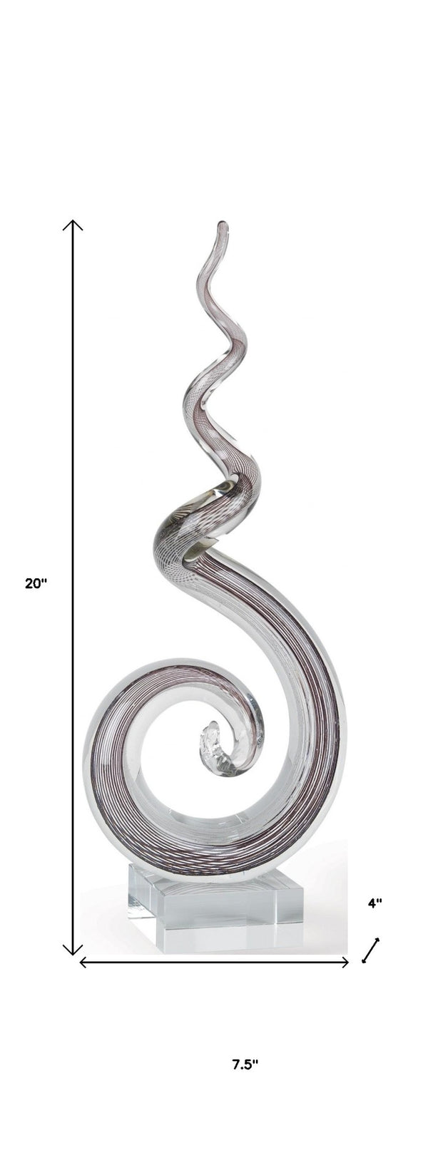 HomeRoots 20" Clear and Brown Murano Glass Abstract Sculpture – Artisan-Crafted Modern Elegance for Any Home 375760