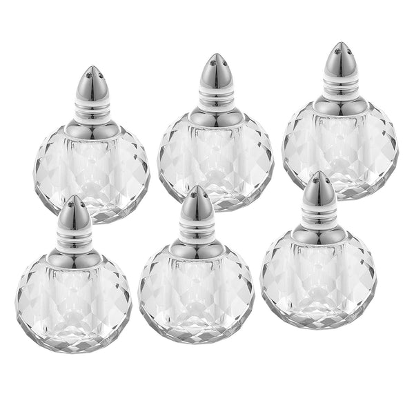 Homeroots Individual Silver Crystal Zendra Design Salt And Peppers  Gift Boxed 6 Pc Set   375762