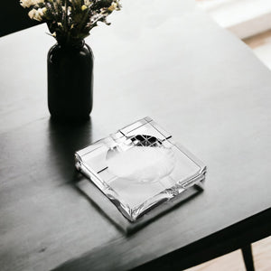 Homeroots 7" Clear Crystal Square Tabletop Cigar Ashtray  Crystal 375763