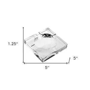 Homeroots 5" Clear Crystal Square Cigar Ash Tray  Crystal 375764